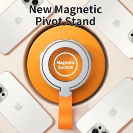 Magnetic Cell Phone Ring Holder for MagSafe Magnet Stand with Strap for IPhone 13 14 15 Samsung Mac Safe Removable Grip Bracket