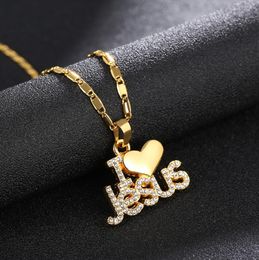 Fashion Religious I Love Jesus pendant necklace for women goldrose gold Christian Jewellery accessories8806205