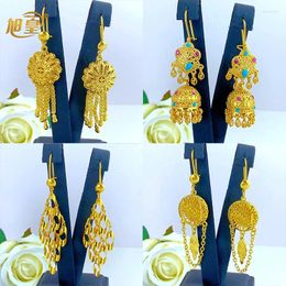 Dangle Earrings XuHuang Ethiopian Long Tassel Drop Gold Color For Lady African Dubai Wedding Jewelry Bride Gift