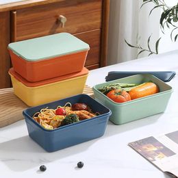 Dinnerware Wheat Straw Lunch Box Preservation Portable Canteen Japanese Office Workers' Bento Plastic PP Large