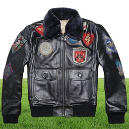 AVIREX 2019 real fur collar cowskin flight jacket men bomber jacket men genuine leather coat motorcycle9403097