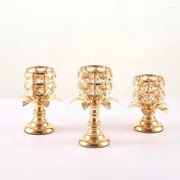 Candle Holders Small Crystal Holder Gold Cute Tea Light Wedding Decoration Table Centrepieces Candlestick For Party Home