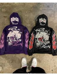 Mens Hoodies Y2K vestiti harajuku maniche di fiamma oversize a fiamma piena con cappuccio piena con cappuccio streetwear top vintage per la felpa con cappuccio goth women 240412