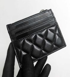 Luxury Design Business Card Holder Wallet Women Genuine Leather Credit Case Caviar Female Zipper Bag3545682