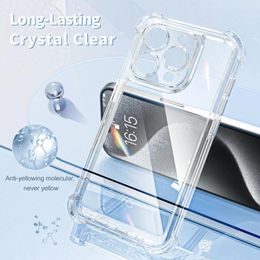 Ultra Thin Clear Silicone Soft TPU Hybrid Hard PC Case For iPhone 15 13 14 Mini Pro Max Plus Transparent Corner Shockproof Case