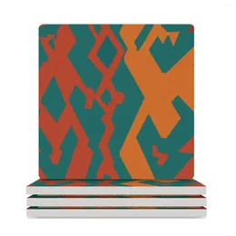 Table Mats Tajsuxx Teal And Orange Boho Ceramic Coasters (Square) Teapot Mat Tea Cup Holder Black Set Cute