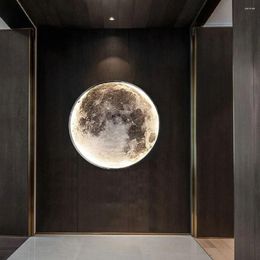 Wall Lamp Moon 3000LM Bedside Background With 3 Light Color Dimmable Indoor Sconce For Living Room Bedroom El
