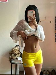 Women's Shorts Fashionable Elastic Waist Casual For Women High Waisted Yellow Brazilian Harajuku Beach Sexy Clothing