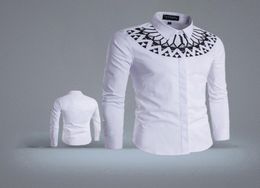 Large Size Mens Long Sleeve Shirts Slim Fit White Shirt Printed Male Dress Shirts M 5XL7654947