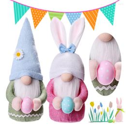 Decorative Figurines 2Pcs Plush Faceless Dwarf Ornament Hold Egg Easter Mini Figure Soft For Bedroom Living Room Decor