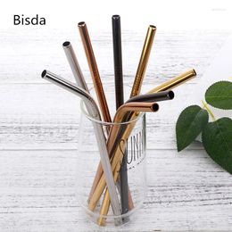 Drinking Straws 4pcs/lot Stainless Steel Reusable Metal Straw Bent Filter Drink Yerba Mate Bar Accessories