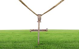 s ManWomen Nail Cross Necklace Pendant Hip hop Jewelry Bling Ice Out Cubic Zircon Cubanrope Chain For Gift9938970