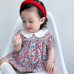 Shorts Summer Newborn Baby Clothes Baby Girl Clothes Sweet Broken Flower Short Sleeve Twopiece Set Small Cherry Shorts Ha Clothes Set