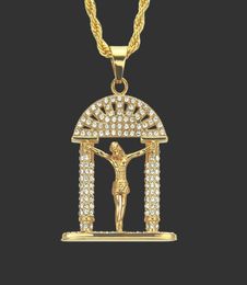 Rhinestone Christ Jesus Pendant Necklace Geometric Hiphop Long Necklace Unisex New Fashion Alloy Gold Plated Jewellery Accessories 2774627