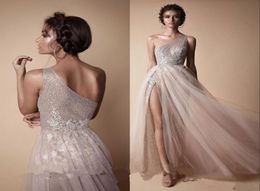 2020 New Prom Pageant Dresses Modest Fashion One Shoulder Sexy Full length Berta Evening Party Gown Occasion Dress Lace Beaded Spl1376166