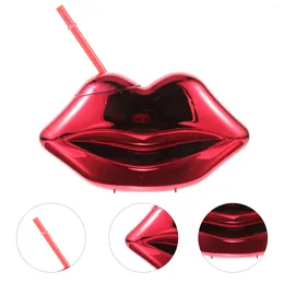 Disposable Cups Straws 1 Set Creative Water Cup Unique Lip Shaped Drinking Valentine Day Gift Tumbler With Straw