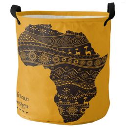 Laundry Bags Africa Map Dirty Basket Foldable Round Waterproof Home Organiser Clothing Children Toy Storage