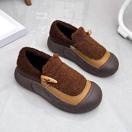 Casual Shoes Winter Women Faux Fur Slip-on Warm Boots Sports Walking Sneaker Ladies Comfort Plush Loafers Warmed Padded Booties