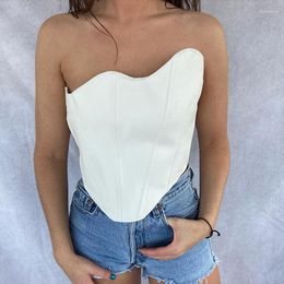 Women's T Shirts Zipper Irregular Top Plastic Waist Chest Asymmetrical Shaping Corset
