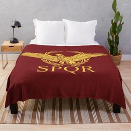 Blankets Spqr Roma Rome Flag Throw Blanket Fluffy Soft