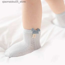 Kids Socks Thin baby socks summer breathable mesh newborn and toddler cartoon boy princess girl clothing accessories 0-2Y Q240414