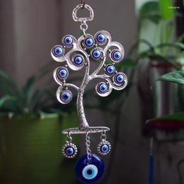 Decorative Figurines Lucky Eye Glass Blue Turkish Evil Wall Hanging Alloy Elephant Tree Of Life Pendant Decoration For Home Living Room Car