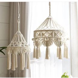 Tapestries Bohemian Macrame Wall Hanging Ins Style Hand-woven Tapestry Girl Heart Bedroom Living Room Nordic Chandelier Cover Decoration