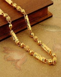 Simple Male 18K Gold Necklace Hexagonal Buddha Bamboo Chain Fine Jewellery Clavicle Necklaces for Men Boyfriend Birthday Gifts 220218010090