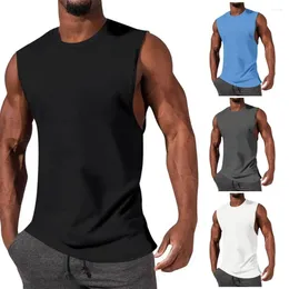 Men's Tank Tops Men Versatile Sleeveless Top Solid Colour O-neck Sport Vest For Bodybuilding Fitness Streetwear