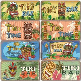 Tiki Bar Poster Vintage Metal Tin Signs Tiki Mug Hawaii Easter Island Retro Metal Plate Wall Decor Cocktail Party Club Man Cave