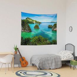 Tapestries Turqoise Blue Ocean From Cliff - Triton Bay Indonesia Tapestry Decoration Aesthetic Room Decor Wall Hanging