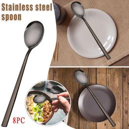 Spoons 8 Pieces Stainless Steel Spoon Long Handle Dinner Home Kitchen Or Restaurant