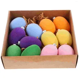 Decorative Figurines 12Pcs Easter Decorations Hanging Eggs Trees Egg Ornaments (Mixed Color)