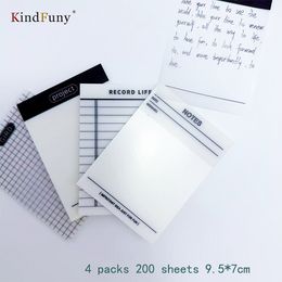 KindFuny 4 Packs 200 Sheets Transparent Waterproof Sticky Note Pads Notepads for School Stationery Office Supplies