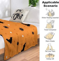 Halloween Bat and Spider Pattern Design Over Printing Blankets, Super Soft Blankets Anti-Pilling Flannel Throw Blanket