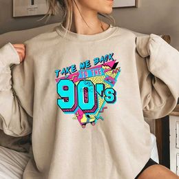 Mens Hoodies Take Me Back To The 90s Sweatshirt 90s Lover Hoodie Y2k Aesthetic Sweater Retro Pullover Vintage Party Crewneck Sweatshirts 240412