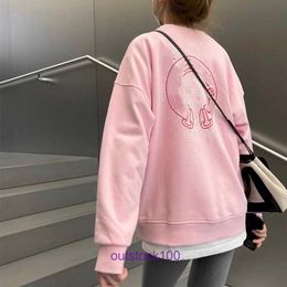 Sweatshirts الفاخرة رجال النساء كرومز الخريف الجديد الأحمر نفسه الوردي المطبوعة حدوة الحدوة جولة الرقبة سترة للنساء عرضية مع الملصق الأصلي