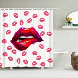 Shower Curtains Sexy Red Lip Bath Curtain Waterproof Polyester Pink Romance Love Screen Printed For Bathroom Decor