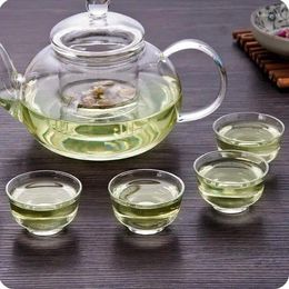 Cups Saucers Japan Style Thickening Small Glass Cup And Saucer 3Pcs/Lot Transparent Flower Tea 30ml