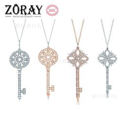 Classic Sterling Silver Necklaces Supplies Micro Pave Zircon Pendant Key Necklace For Women Girl Christmas Gift Jewellery Wholesale1218287