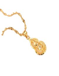 Dubai Real 18 k Yellow Fine G F gold Women Pendant Necklace Jewellery Fortune gourd party wedding Gifts208P2583455