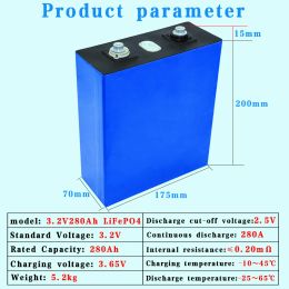 NEW 3.2V 280Ah LiFePO4 Rechargeable battery 3C High power DIY12V 24V Electric car RV solar storage system and wind energy system
