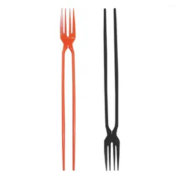 Disposable Flatware 2 Pcs Cutlery Set Multifunctional Tableware Plastic Fork Chopstick Camping Portable 2-in-1 Integrated Two-in-one