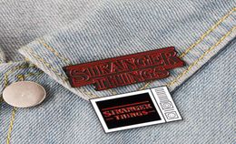 Cute Vintage STRANGER THINGS Letter Small Funny Enamel Brooches Pins for Women Christmas Demin Shirt Decor Brooch Pin Metal Kawaii1196265