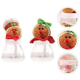Storage Bottles 2 Pcs Container Gingerbread Man Candy Box Jar Transparent Festival Supplies Canister