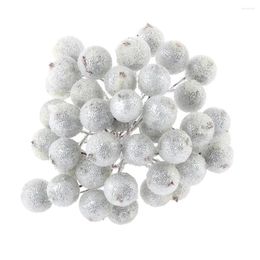 Decorative Flowers Christmas Artificial Frosted Holly Berries Fruit Berry 200Pcs For Tree Decoration Xmas Diy Flower