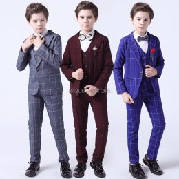 Pants Flower Boys Formal Anzug Suit Kids Wedding Party Dress Blazer Vest Pants Bowtie 4pcs Child Tuxedo Prom Performance Costume