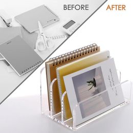 Holder File Organiser Desktop Acrylic Desk Folder Sorter Letter Stand Mail Book Paper Brochure Bin Box Storage