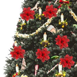 Decorative Flowers 24pcs DIY Fake Decoration Christmas Tree Xmas Wreath Ornaments