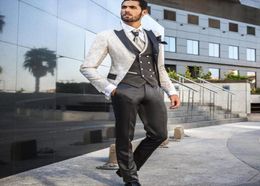 High Quality Custom Made Men Suits Groom Wear Wedding Tuxedos Three Pieces JacketVestPants Formal Prom Men Blazer7753217